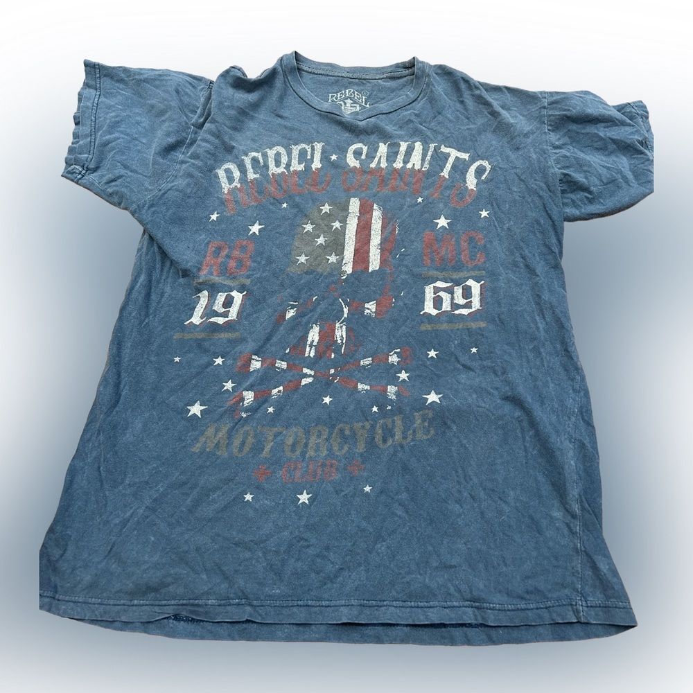 Rebel Saints Motorcycle Club Skeleton Skull T-shirt